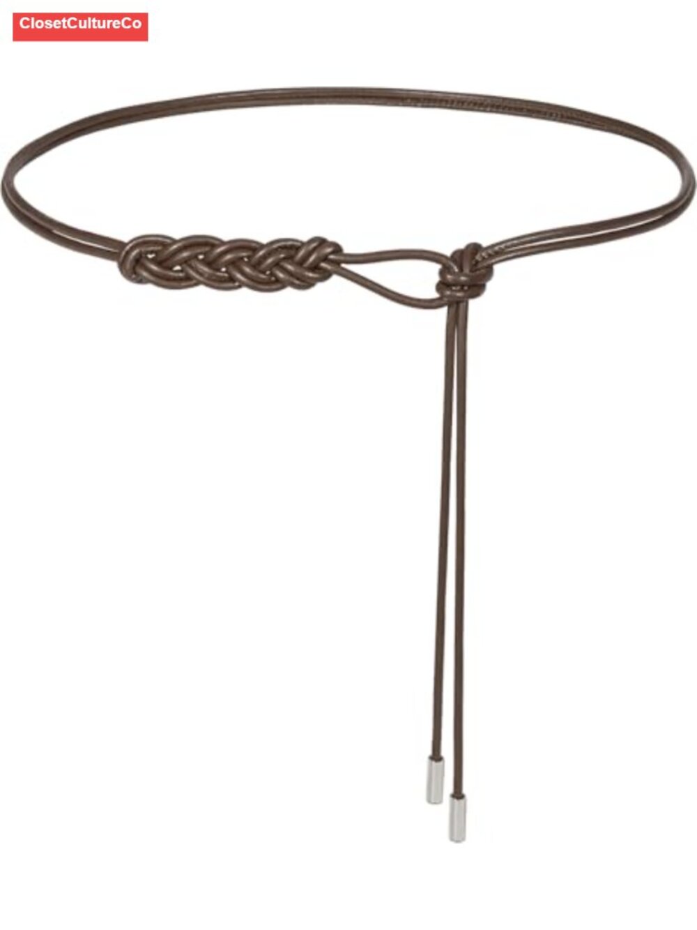 Women's Knotted Thin Waist Belt PU Leather Skinny Adjustable Fit